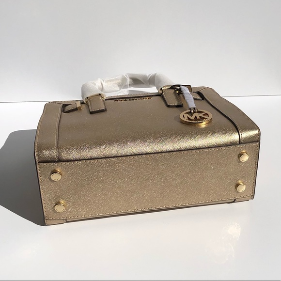 MICHAEL KORS DILLION SMALL SATCHEL IN PALE GOLD - Picture 4 of 8